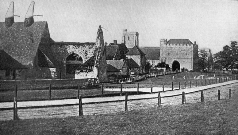 College Road, Maidstone showing College Farm and the Gateway to the former College of All Saints and the tower of All Saints Church. Home of baks osteopathy maidstone